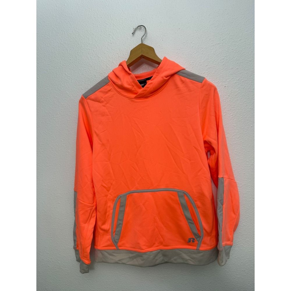 Russell Athletic Boys XXL 18 Dri-Power 360 Neon Orange Grey Performance Hoodie